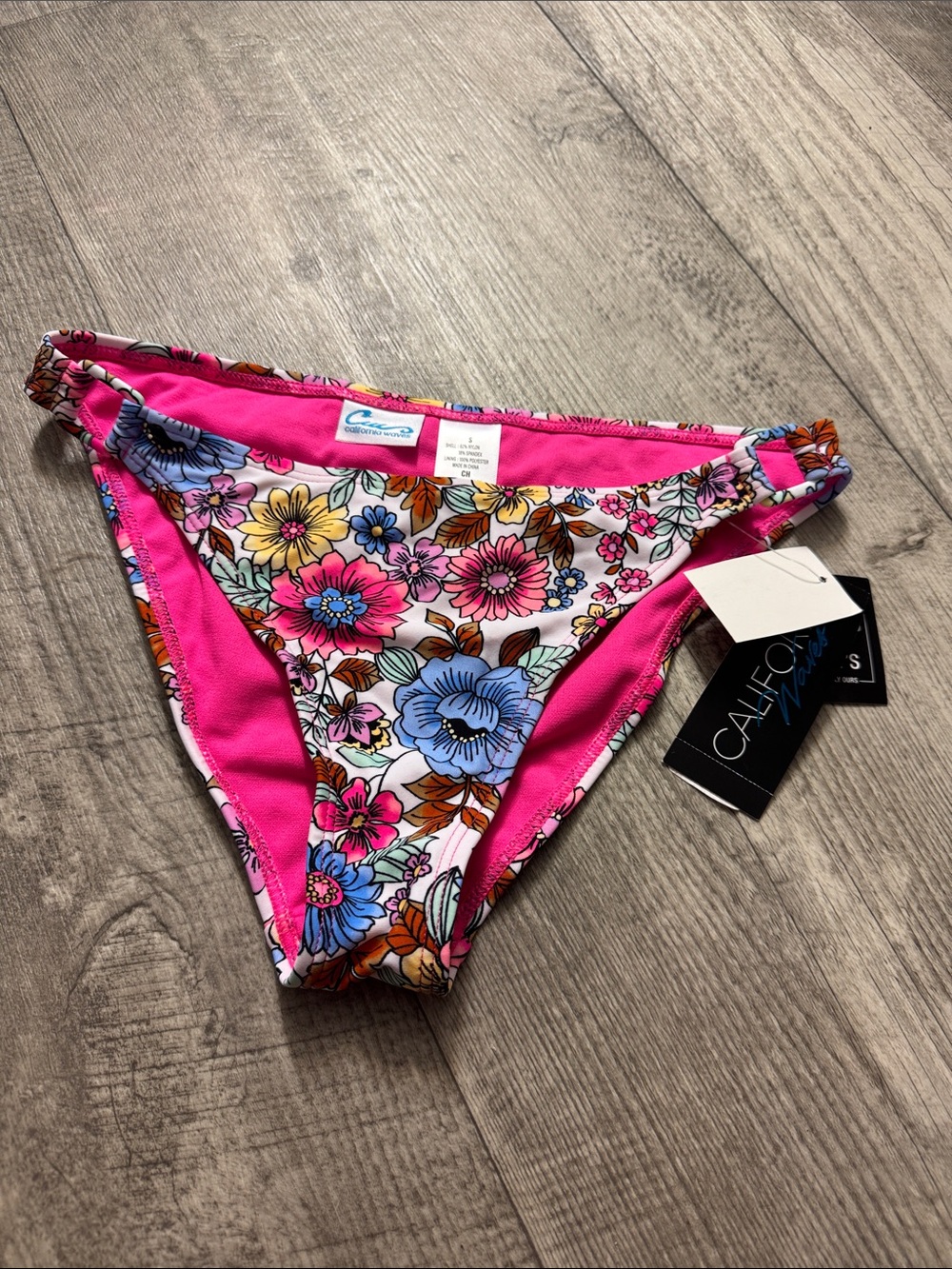 California Waves Pink Floral One-Piece Swim Bottoms